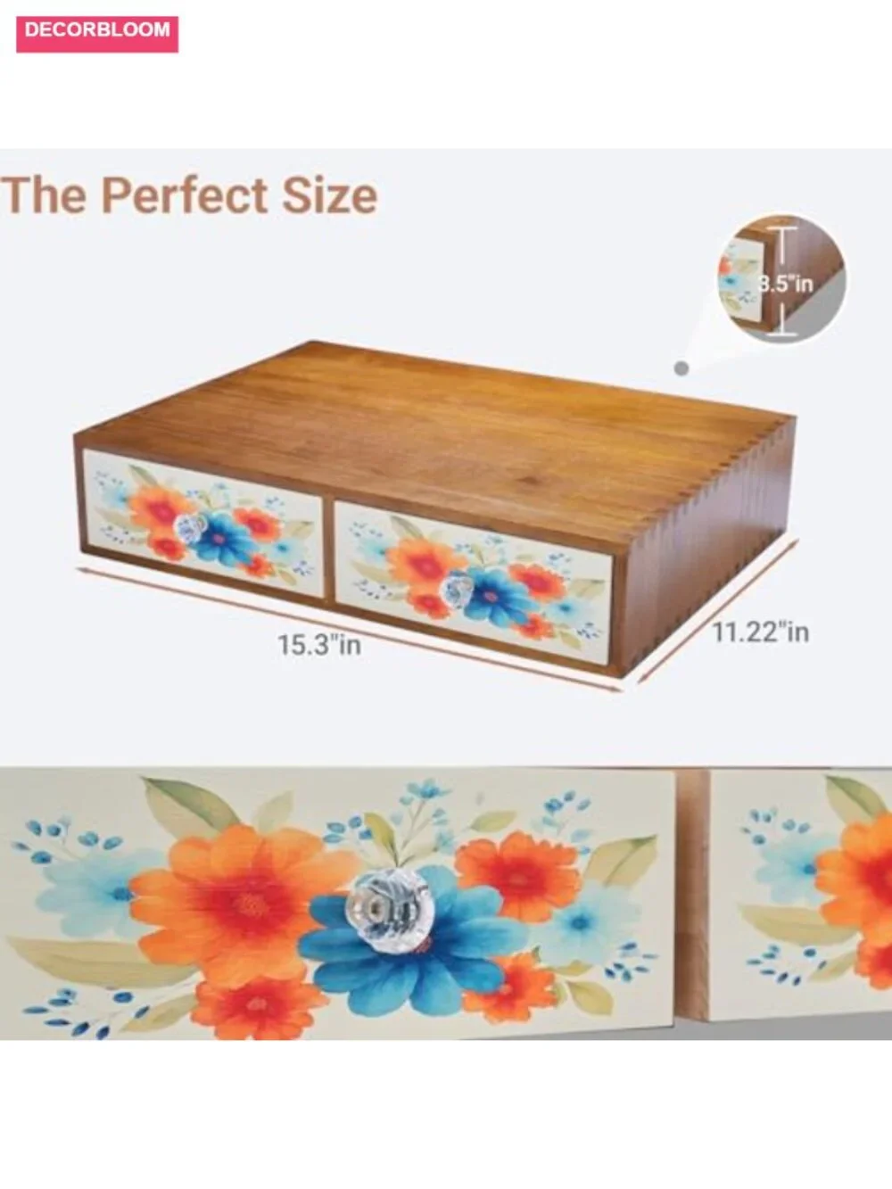 Wooden Coffee Pod Holder with Two Drawers - Solid Wood Farmhouse Organizer for